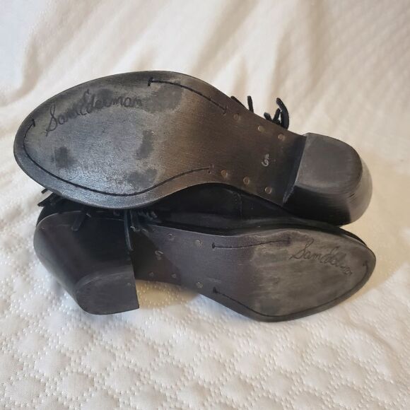 Sam Eldeman Louie Fringe Black Bootie Size 6.5 - Picture 9 of 12